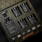 Set Whiskey cu Decantor, 4 Pahare Cristal & Pietre Granit