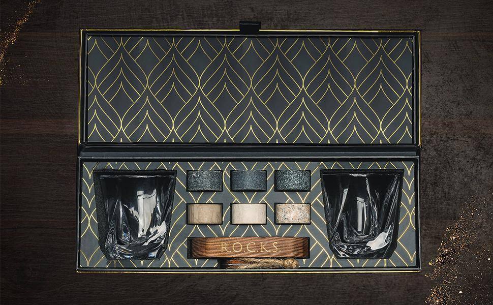 Set Cadou Pahare Whiskey "Twist" & Pietre Granit