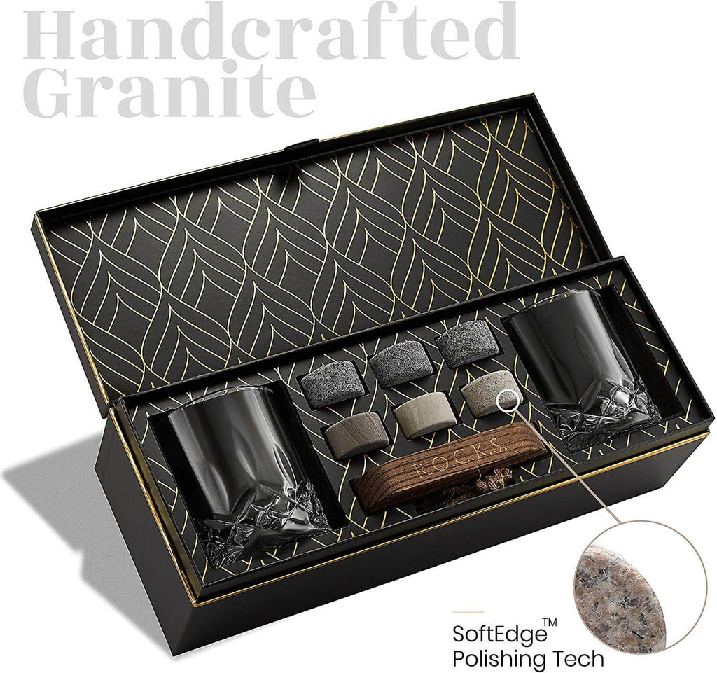 Set Cadou Pahare Whiskey "Signature" & Pietre Granit