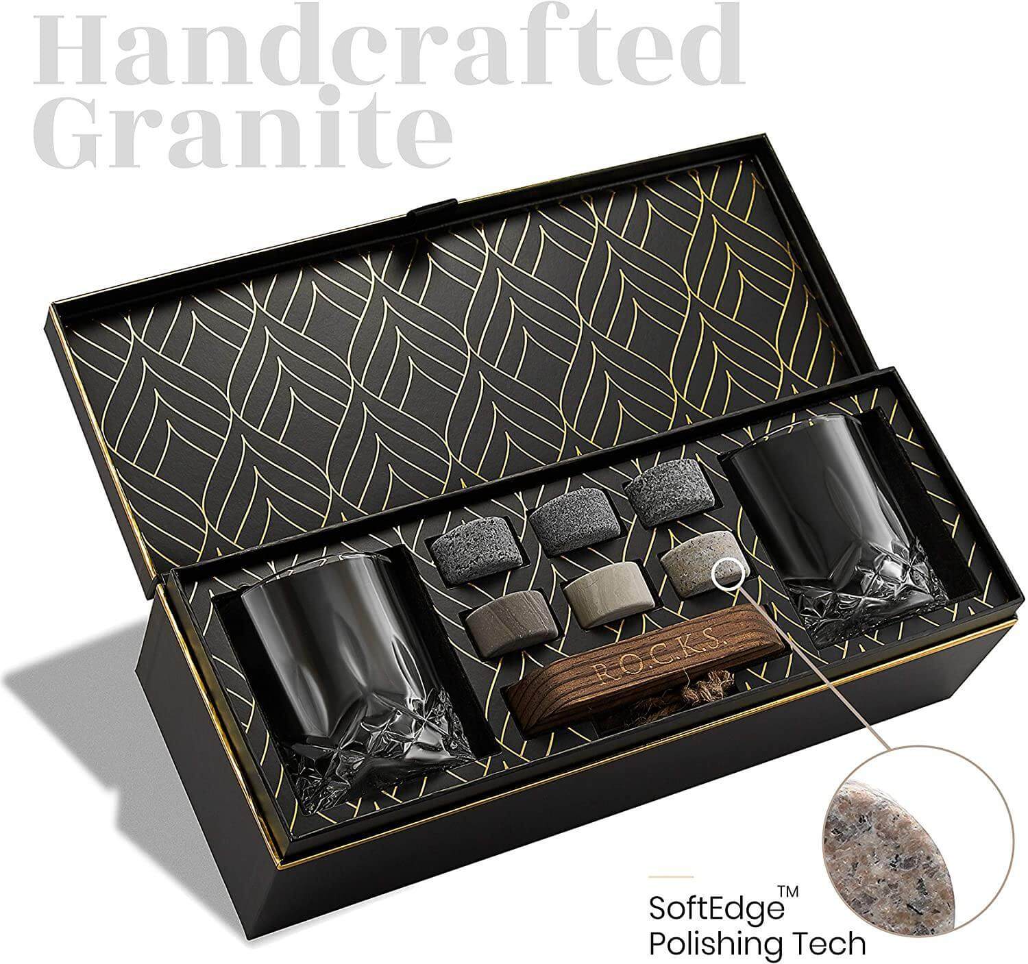 Set Cadou Pahare Whiskey "Signature" & Pietre Granit