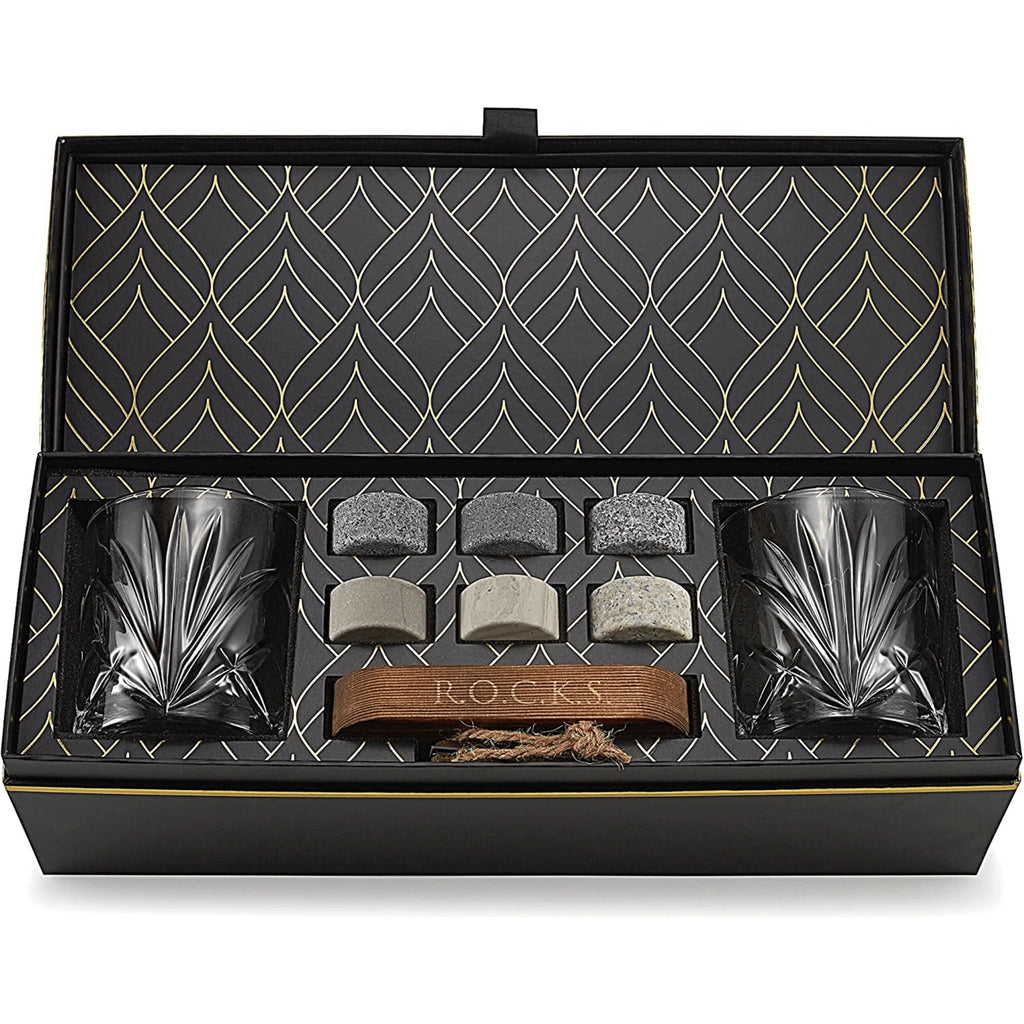 Set Cadou Pahare Whiskey "Palm" & Pietre Granit