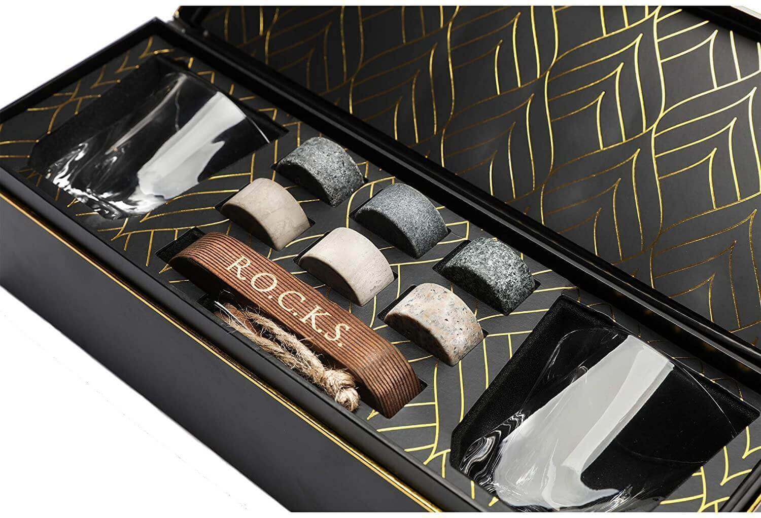 Set Cadou Pahare Whiskey "Twist" & Pietre Granit