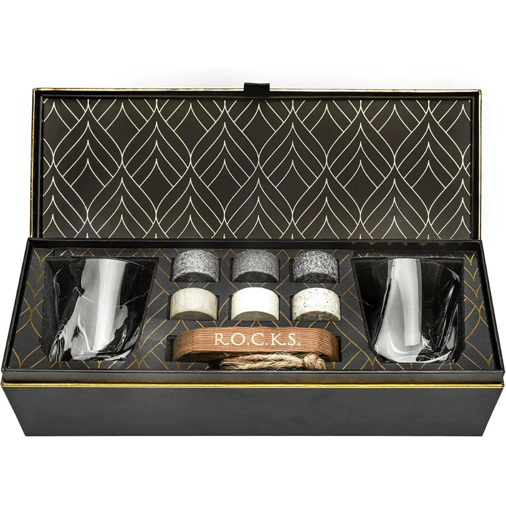 Set Cadou Pahare Whiskey "Twist" & Pietre Granit