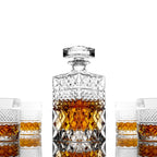 Set Whiskey cu Decantor, 4 Pahare Cristal & Pietre Granit